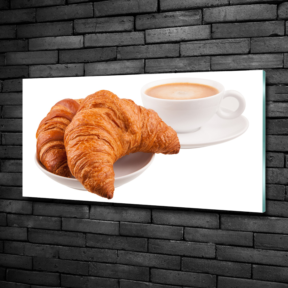 Fali üvegkép Croissant és kávé