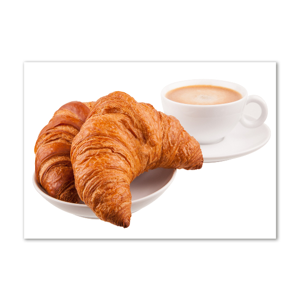 Fali üvegkép Croissant és kávé