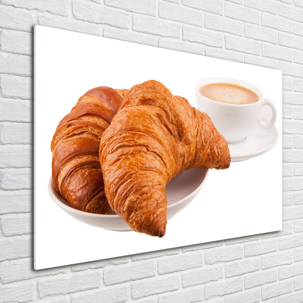 Fali üvegkép Croissant és kávé