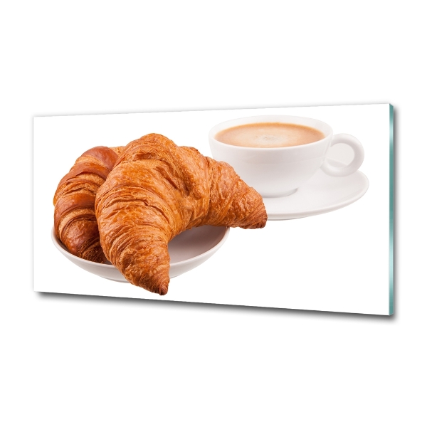 Fali üvegkép Croissant és kávé