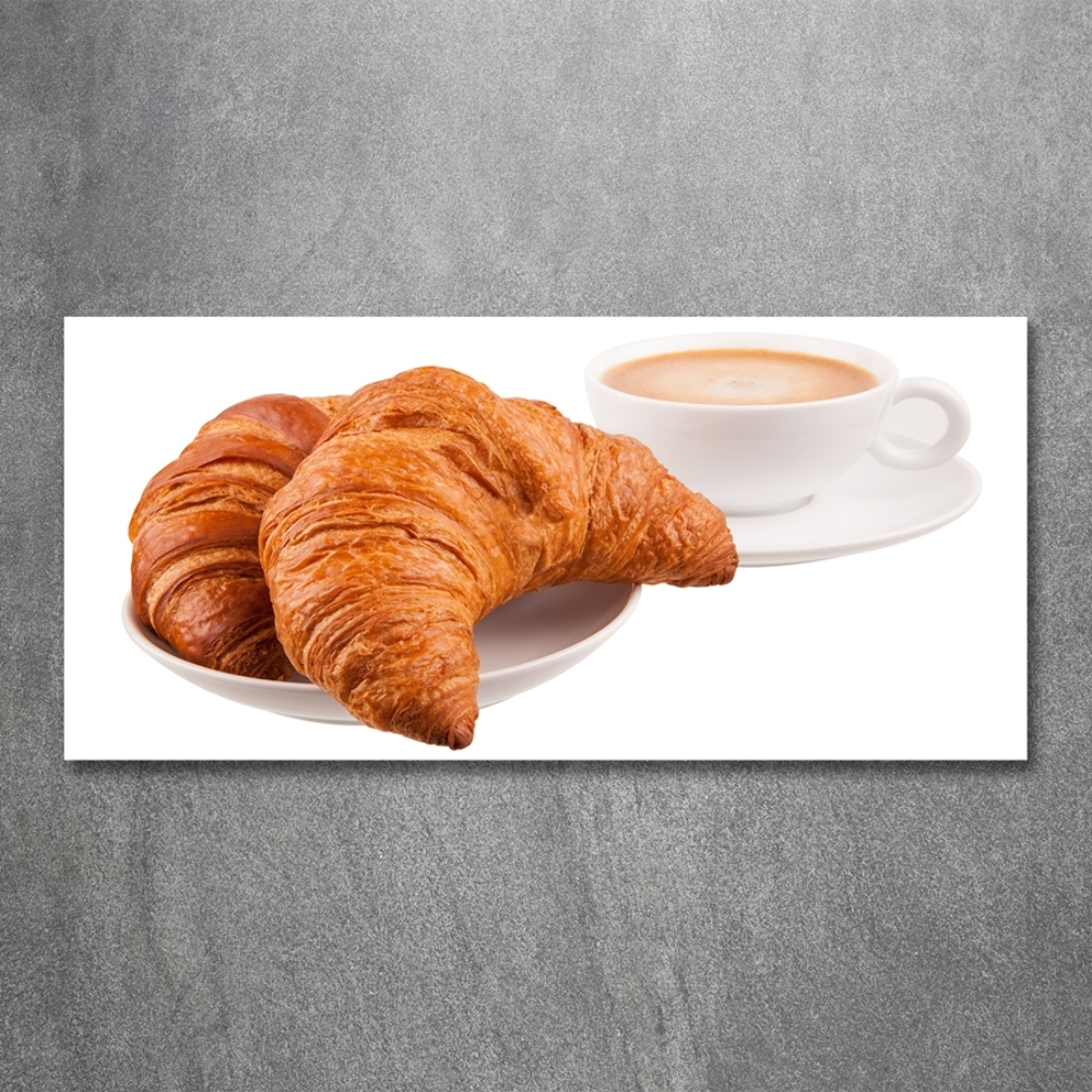 Fali üvegkép Croissant és kávé