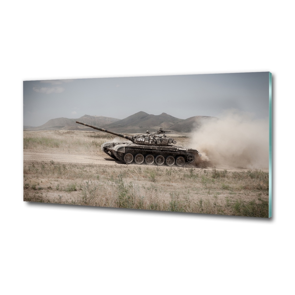 Üvegkép falra Tank a sivatagban