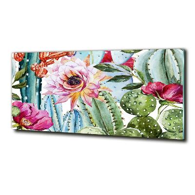 Fali üvegkép Kaktusz és virágok
