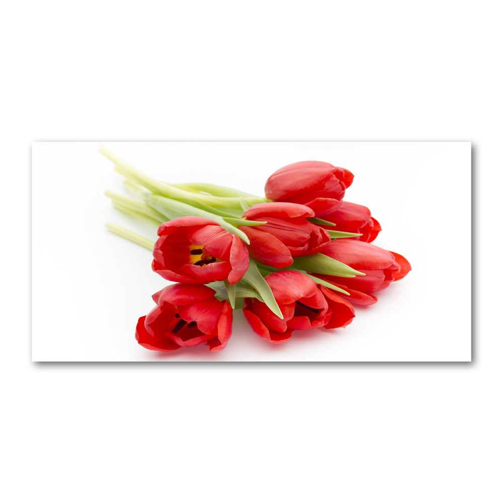 Egyedi üvegkép Piros tulipánok