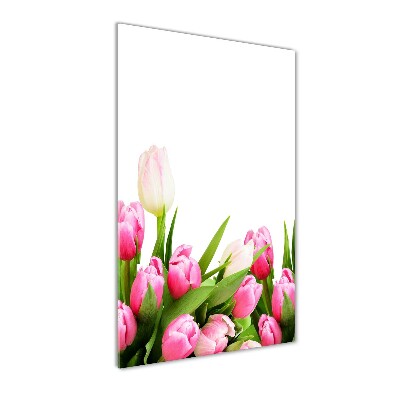 Egyedi üvegkép Rózsaszín tulipánok