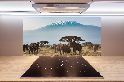 Konyhai fali panel Elefántok kilimandzsáró