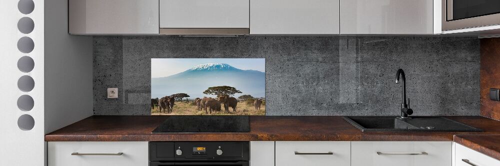 Konyhai fali panel Elefántok kilimandzsáró
