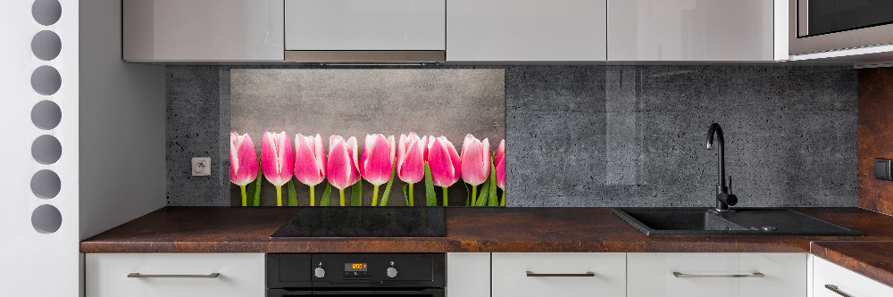 Konyhai falburkoló panel Rózsaszín tulipánok