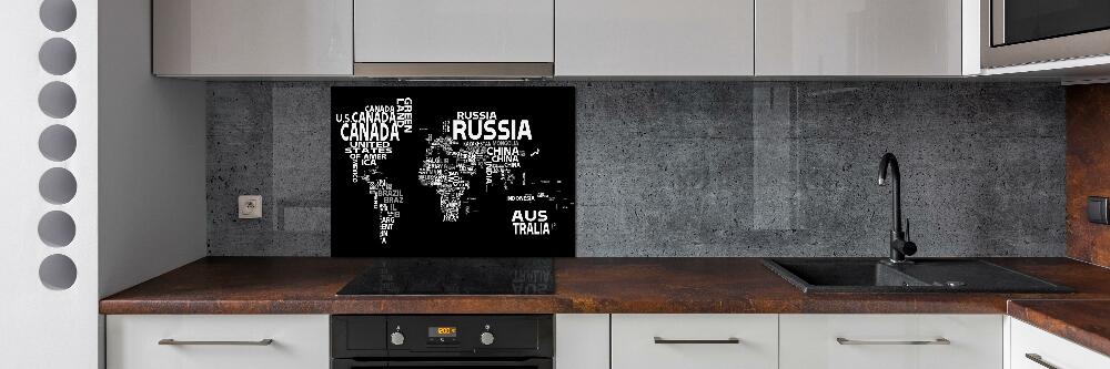 Konyhapanel Térkép a világ feliratok