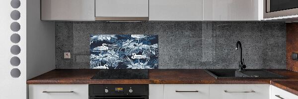 Konyhai fali panel Flamingók és növények