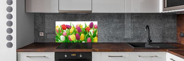 Konyhai falburkoló panel Színes tulipán