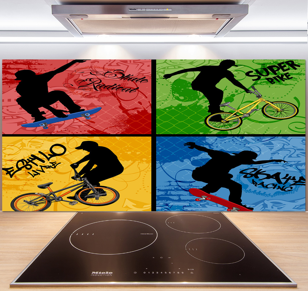 Hátfal panel konyhai Kerékpár és gördeszka
