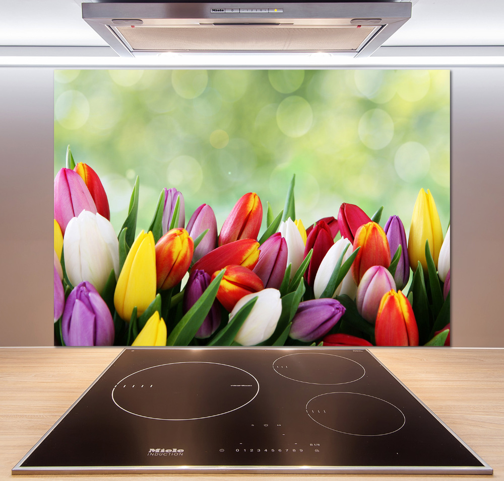 Konyhai falburkoló panel Színes tulipán