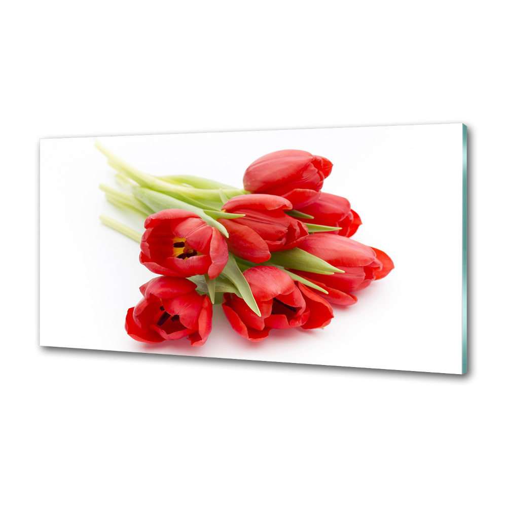 Konyhai hátfalpanel Piros tulipánok