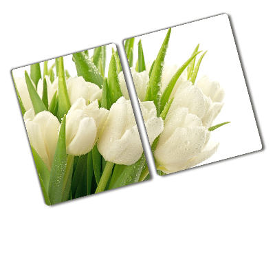 Üveg vágódeszka Fehér tulipán