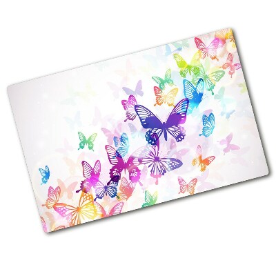 Üveg vágódeszka Színes pillangók