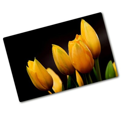 Üveg vágódeszka Sárga tulipánok