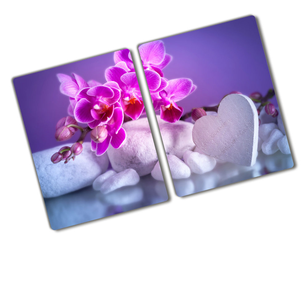Üveg vágódeszka Orchidea és a szív