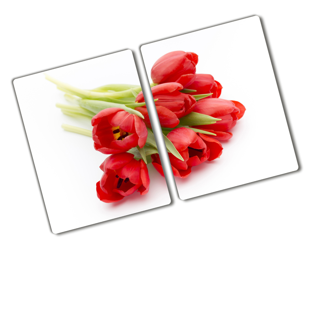 Üveg vágódeszka Piros tulipánok