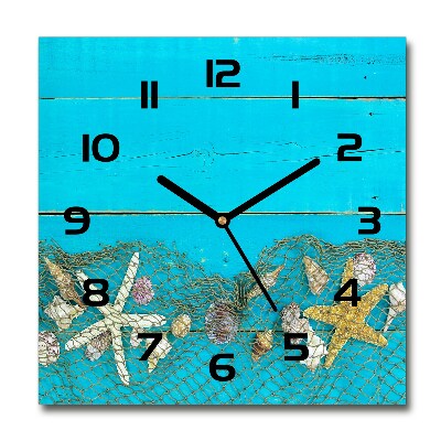 Négyzetes üvegóra Starfish és kagylók