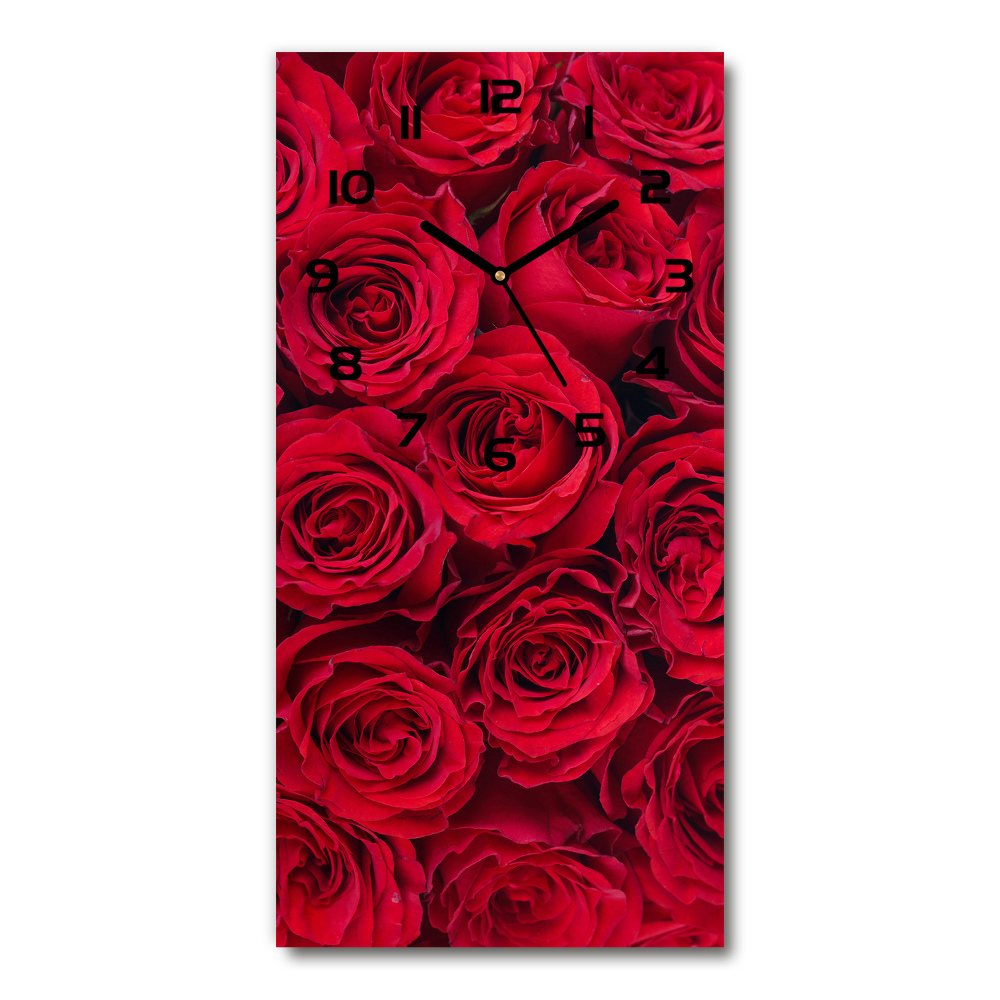 Négyszögletes fali üvegóra Vörös rózsa
