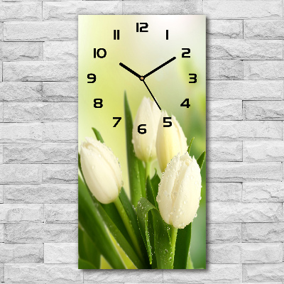 Négyszögletes fali üvegóra Fehér tulipán