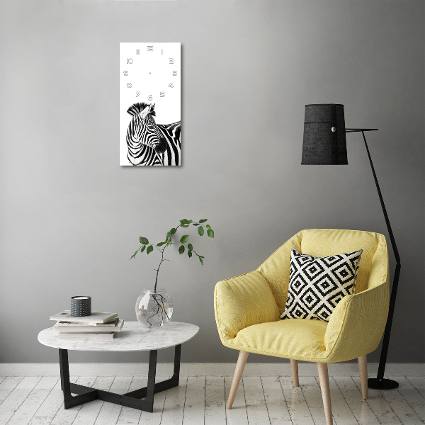 Négyszögletes fali üvegóra Zebra hó