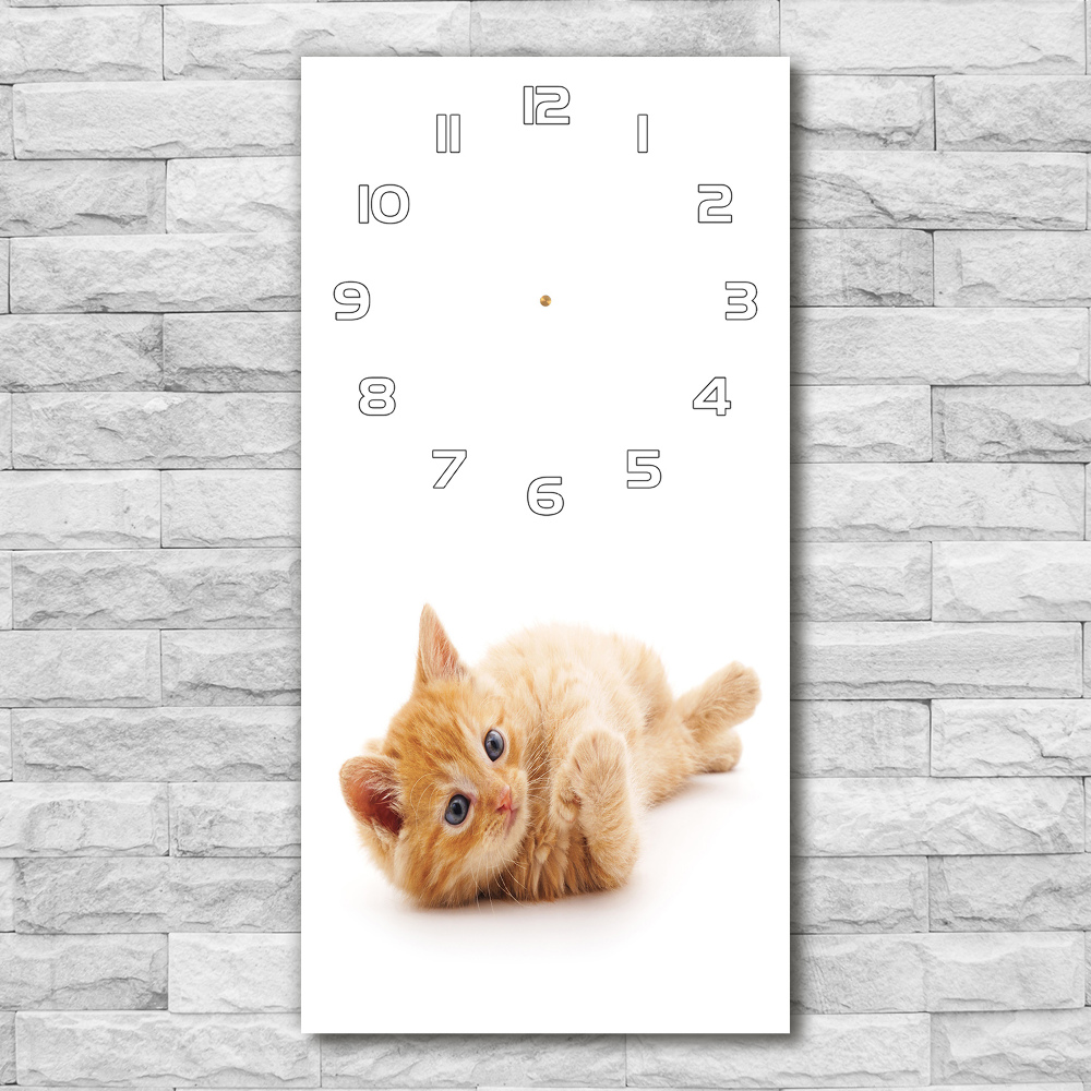 Négyszögletes fali üvegóra Kis gyömbér macska