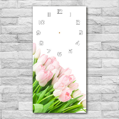 Négyszögletes fali üvegóra Rózsaszín tulipánok