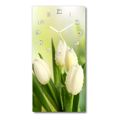 Négyszögletes fali üvegóra Fehér tulipán