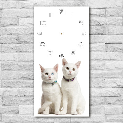 Négyszögletes fali üvegóra Két fehér macska