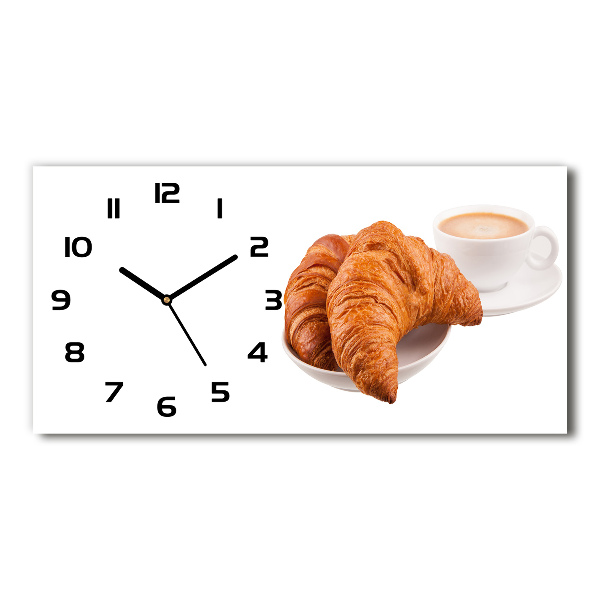 Üvegóra vízszintesen Croissant és kávé