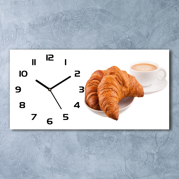 Üvegóra vízszintesen Croissant és kávé