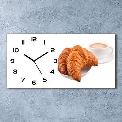 Üvegóra vízszintesen Croissant és kávé