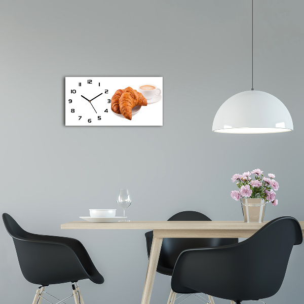 Üvegóra vízszintesen Croissant és kávé