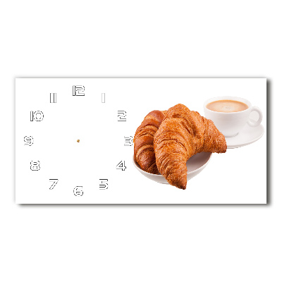 Üvegóra vízszintesen Croissant és kávé