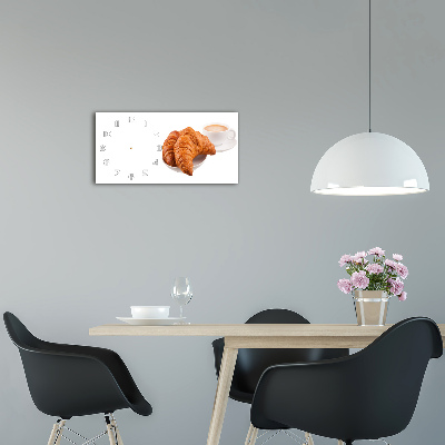 Üvegóra vízszintesen Croissant és kávé