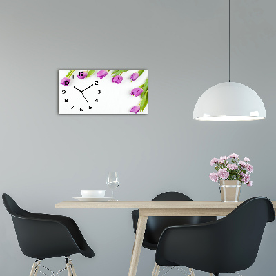 Vízszintes üvegóra Lila tulipánok