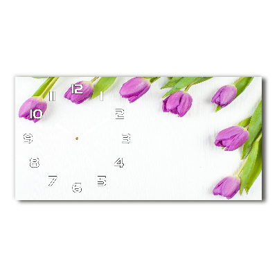 Vízszintes üvegóra Lila tulipánok