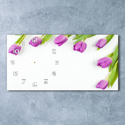 Vízszintes üvegóra Lila tulipánok