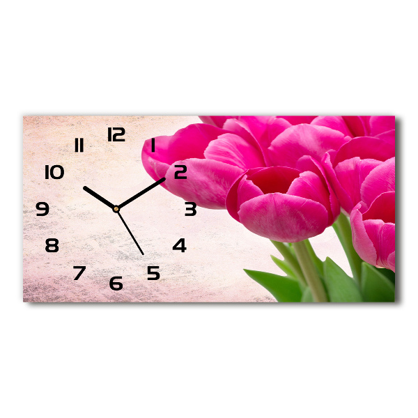 Vízszintes üvegóra Rózsaszín tulipánok