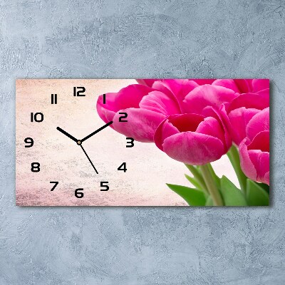 Vízszintes üvegóra Rózsaszín tulipánok