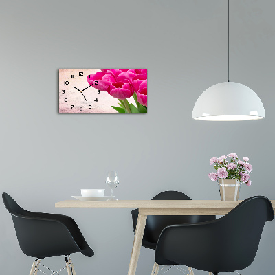 Vízszintes üvegóra Rózsaszín tulipánok
