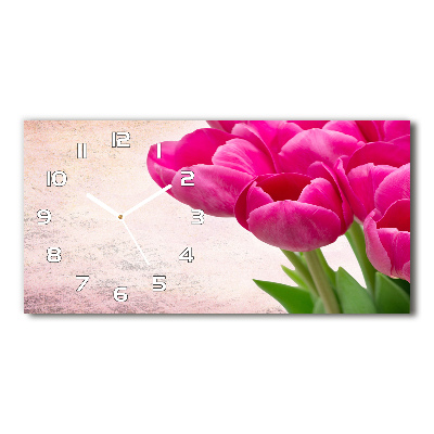 Vízszintes üvegóra Rózsaszín tulipánok