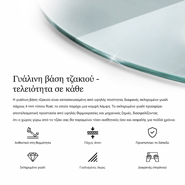 Kandalló alátét üveg kerek átlátszó