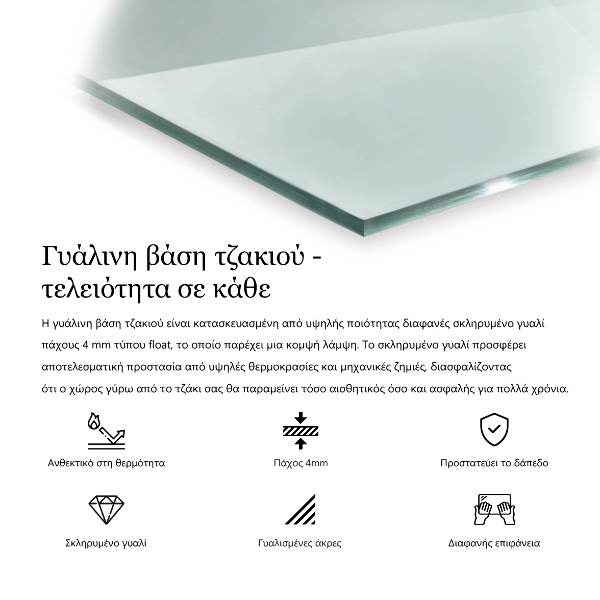 Kandalló alátét téglalap alakú átlátszó