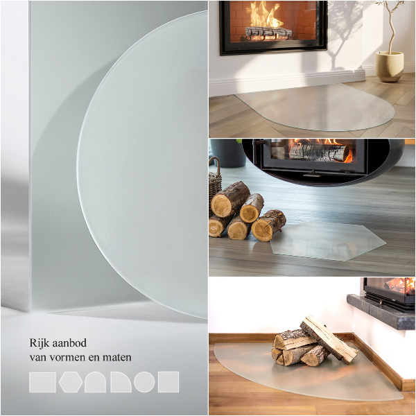 Negyedkör alakú kandalló alátét Matt üveg hatással