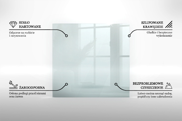 Hatszögletű kandalló üveg alátét átlátszó