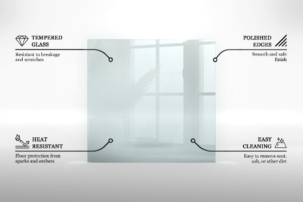 Hatszögletű kandalló üveg alátét átlátszó