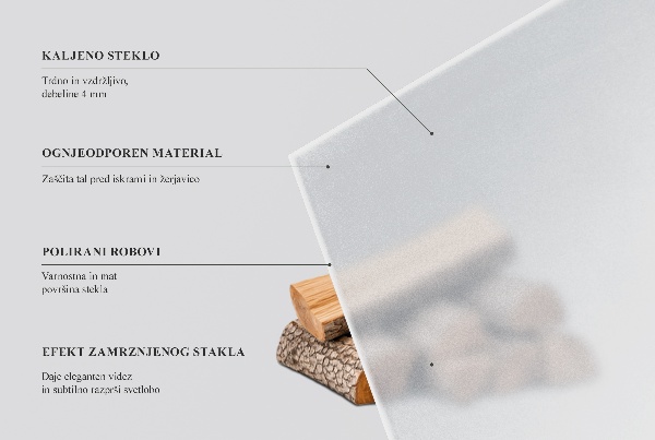 Félovális alakú üveg kandalló alátét Félig áttetsző optikai hatással